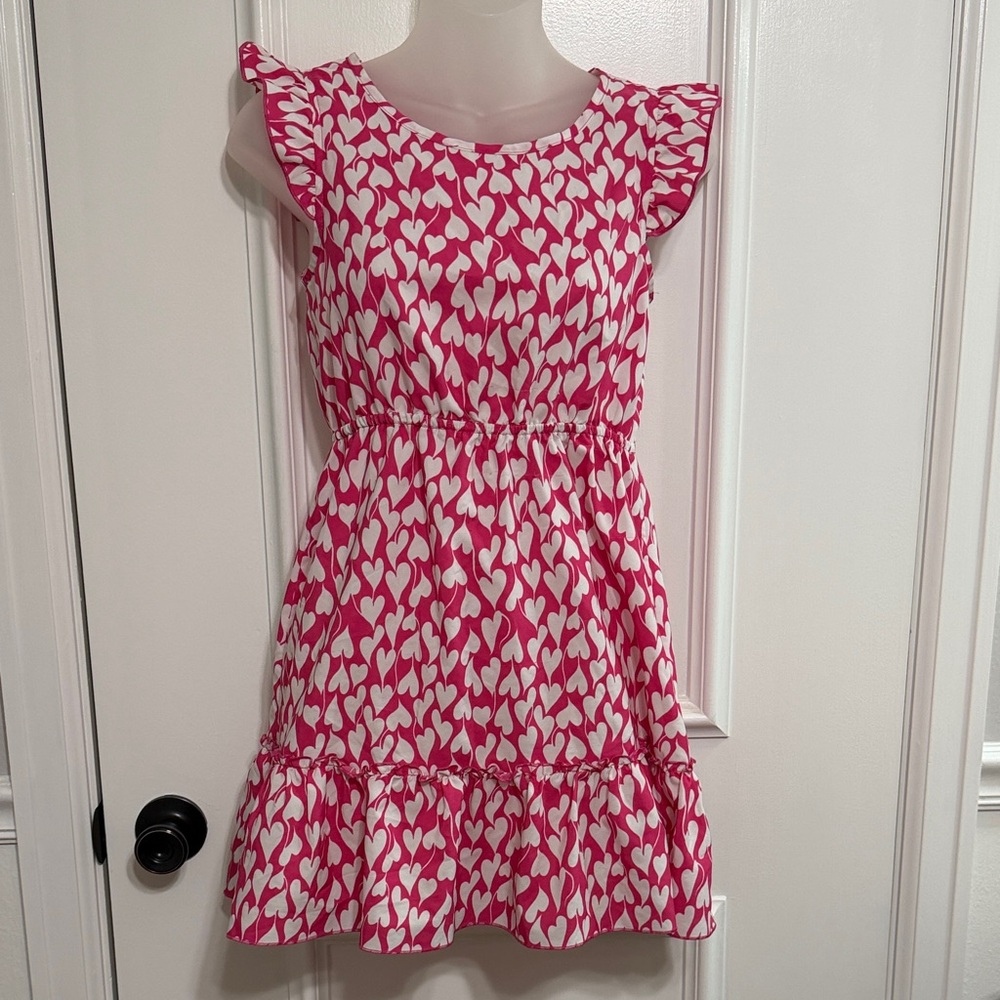 Pink Heart Pattern Kids Dress